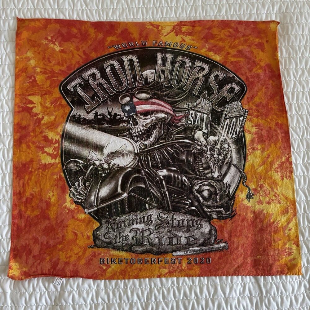 Iron Horse Saloon Handkerchief Bandana Scarf Bike Week 2020 Biketoberfest 21”